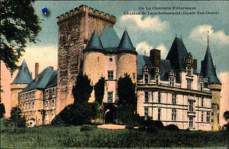 Postcard of Chateau de Larochefoucauld, from www.ancestry.com
